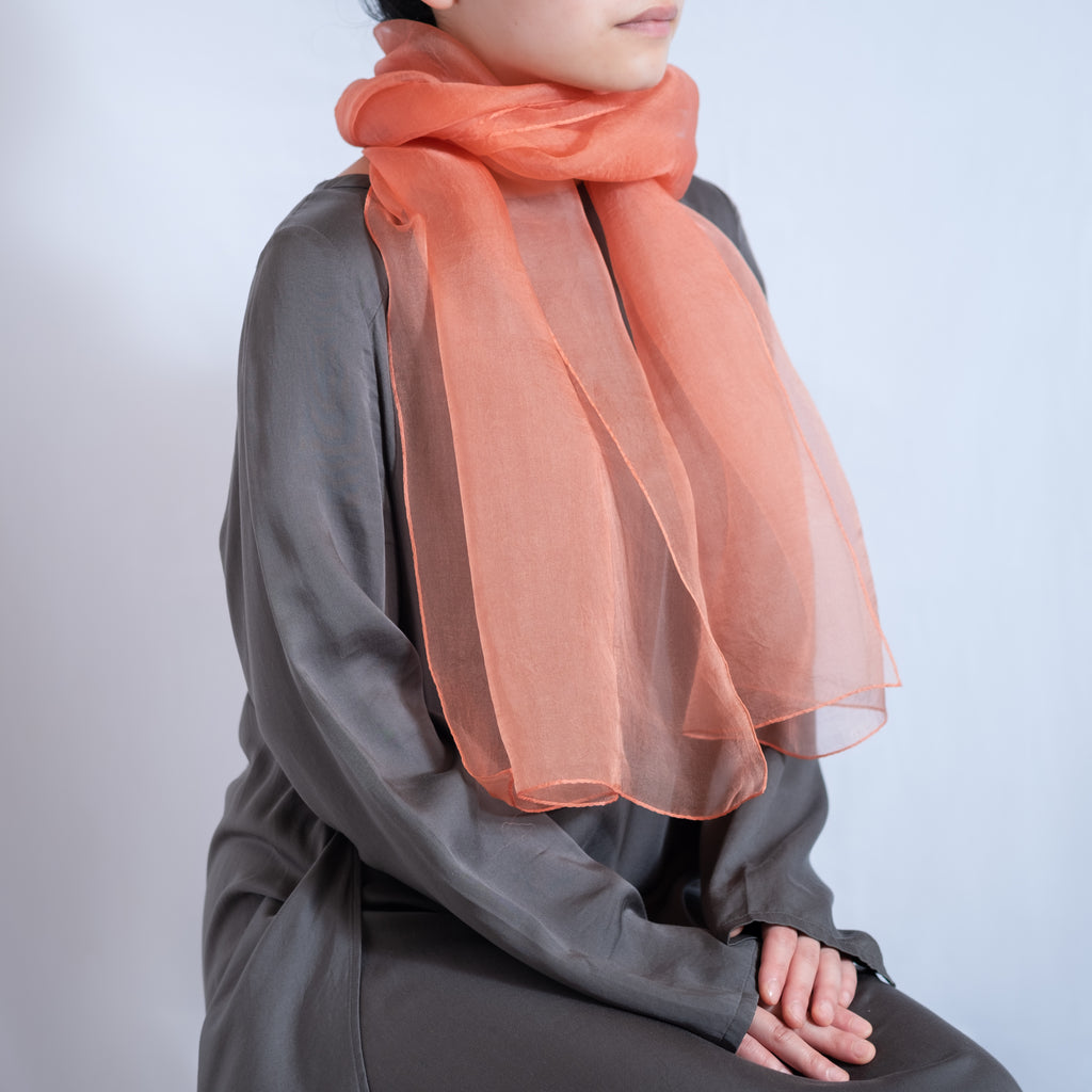 オーガンジーストール 茜 (淡)