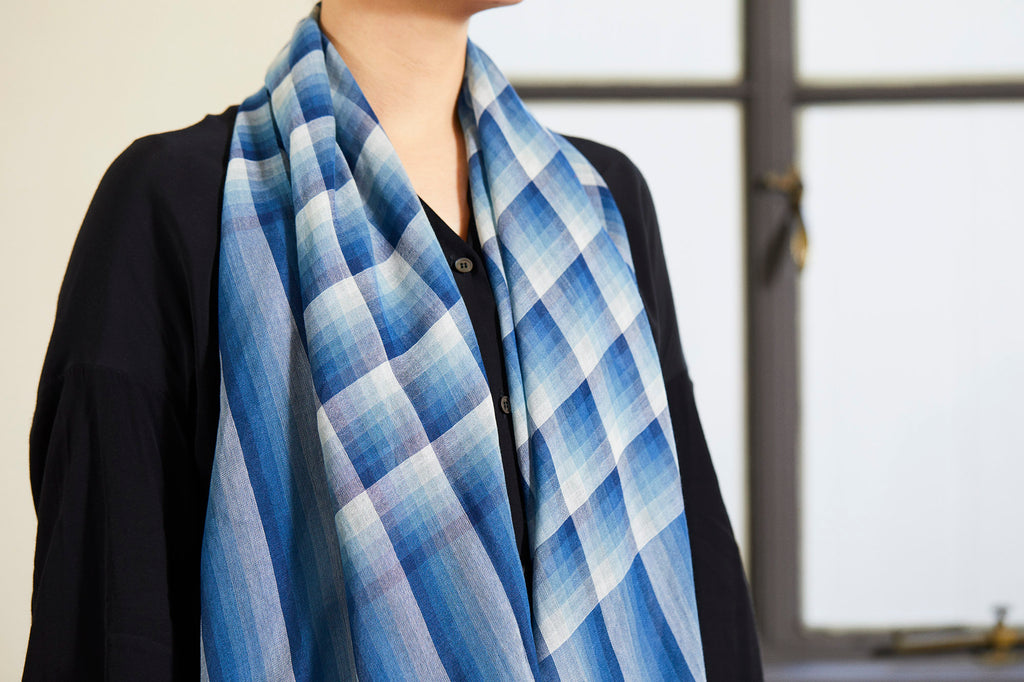 色合わせストール 万華鏡 - 藍