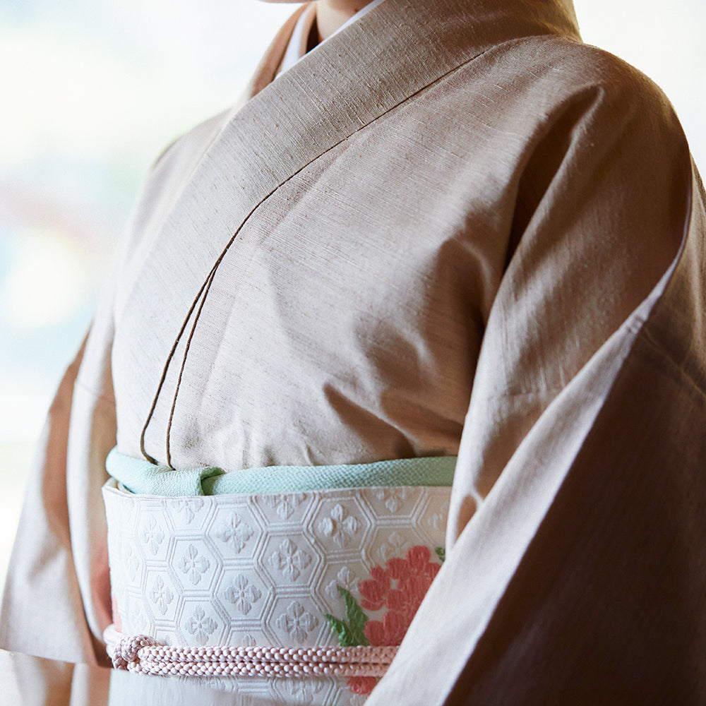 紬の色無地 桜花