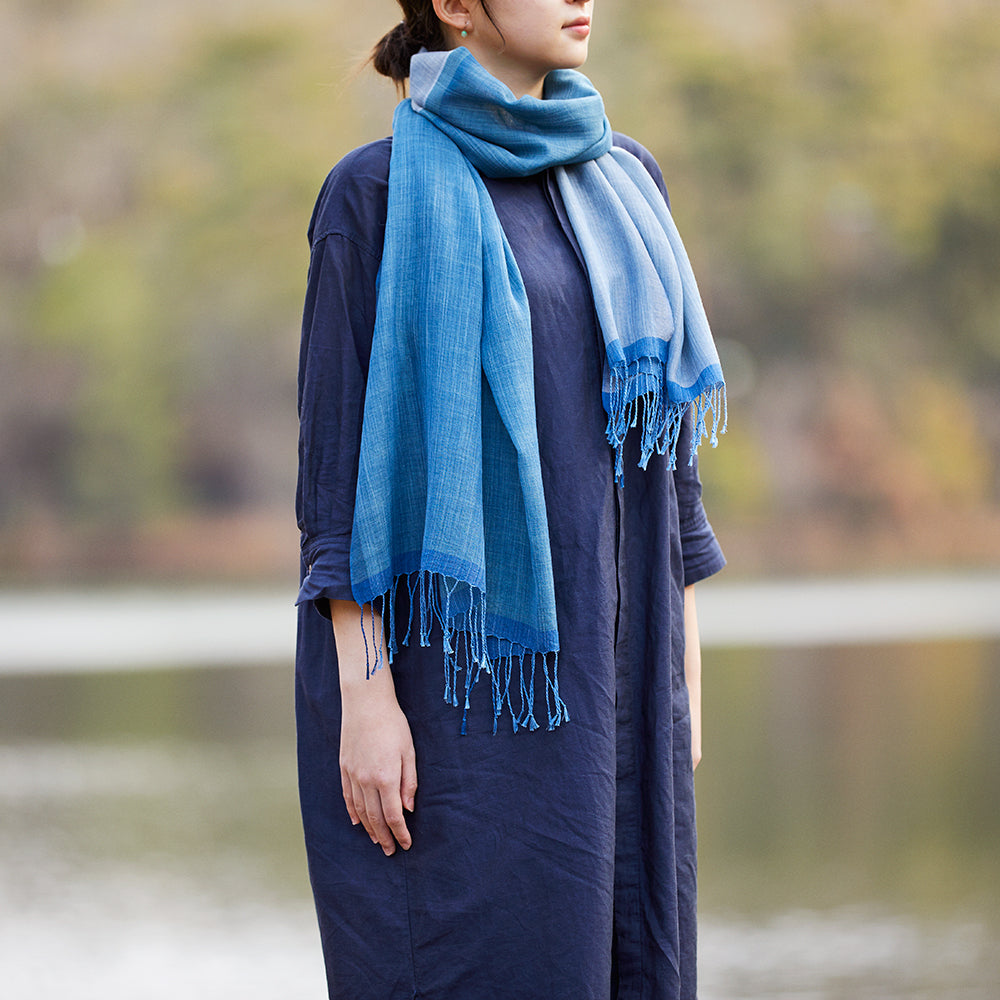 色合わせストール ロスコ − 藍とグレー