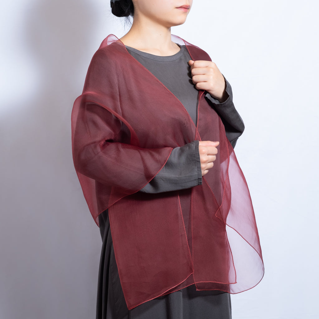 オーガンジーストール 蘇芳