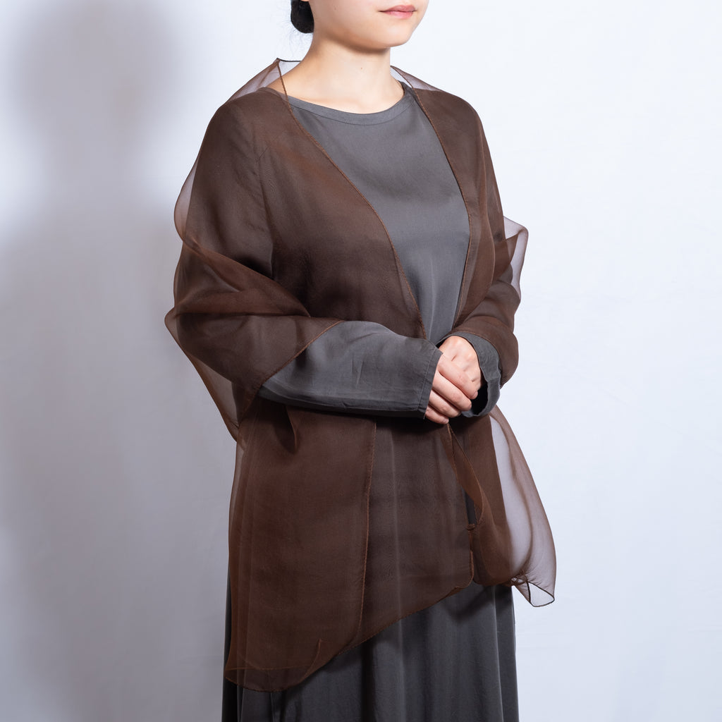 オーガンジーストール 玉葱(鶯茶)