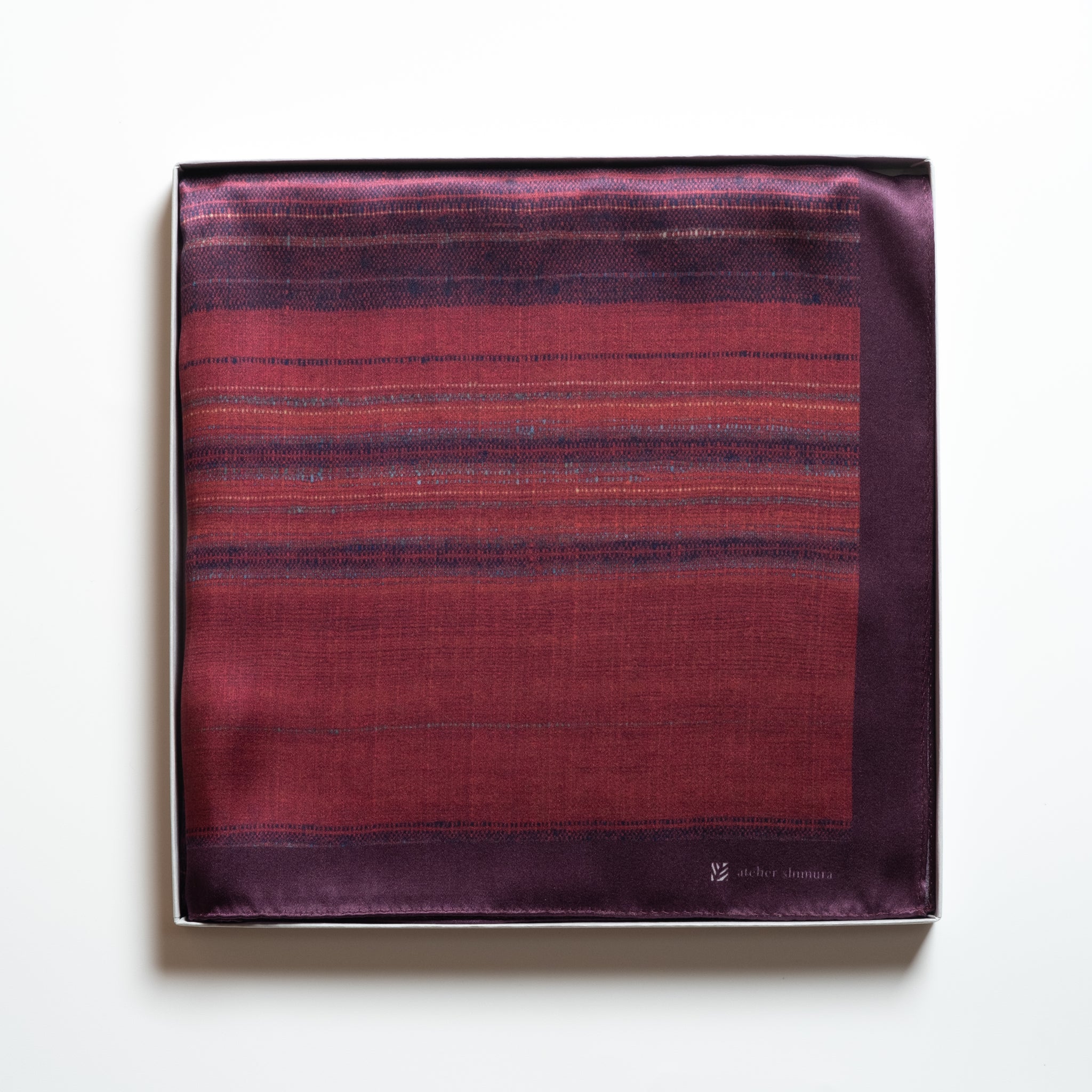 ふくみシルクスカーフ「蘇芳横縞」