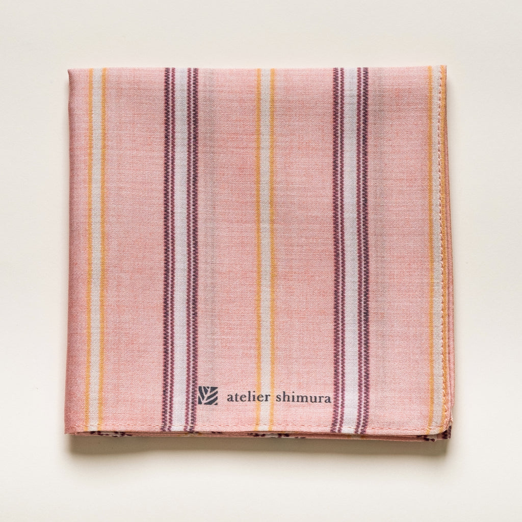ふくみハンカチーフ「茜竪縞 （あかねたてじま）」